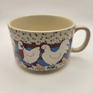 Chicken Mug Soup Bowl, Large Vintage Coffee Cup. Made in Japan.